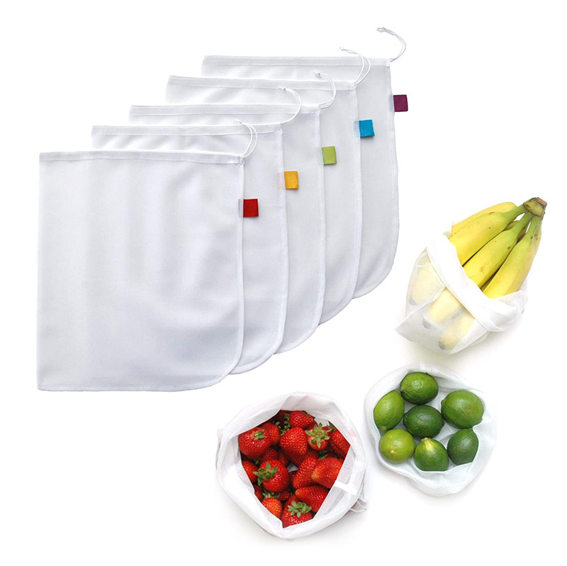 定制涤纶抽绳束口袋玩具收纳袋超市网袋买菜购物袋透明网眼袋批发