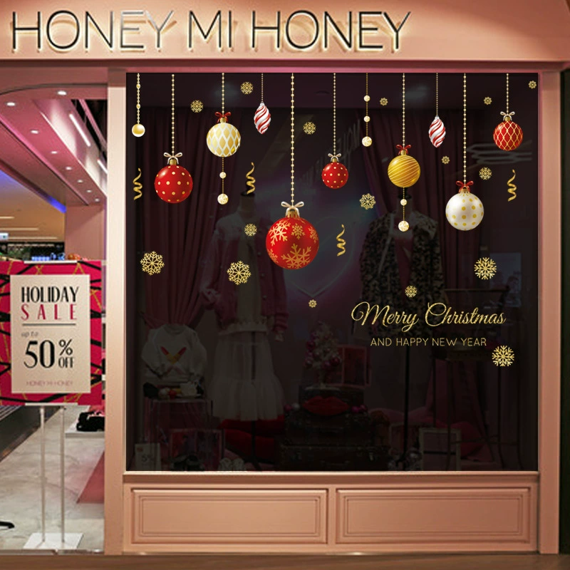 Наклейки на стену оптовая продажа с фабрики Новый Рождественский шар спальня шкаф съемный праздновать Рождество наклейки на стену XH6284