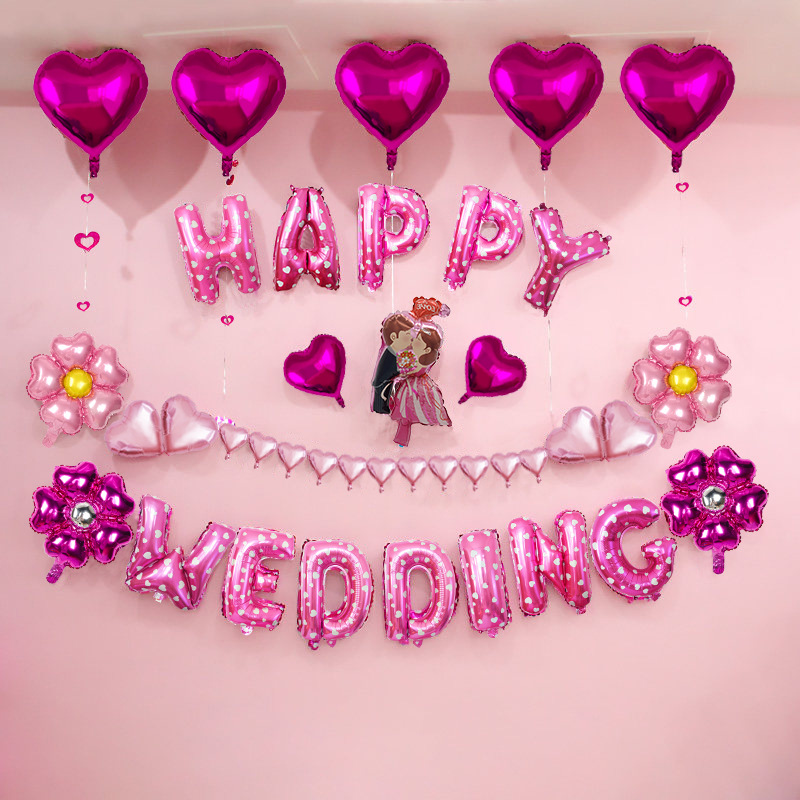 Romántica decoración de la boda globo suministros de la boda sala de boda propuesta escena diseño accesorios película de aluminio Paquete de globos