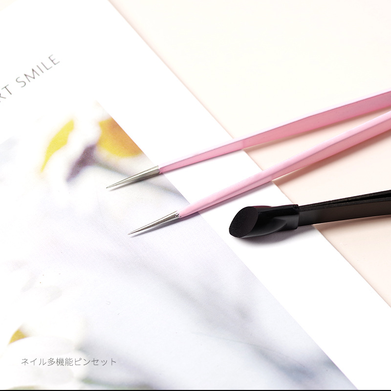 Pinzas de uñas multifuncionales de doble punta con pegatinas de barra de presión de silicona Clip incrustado en diamante Pinzas rectas especiales de diamante herramientas de uñas