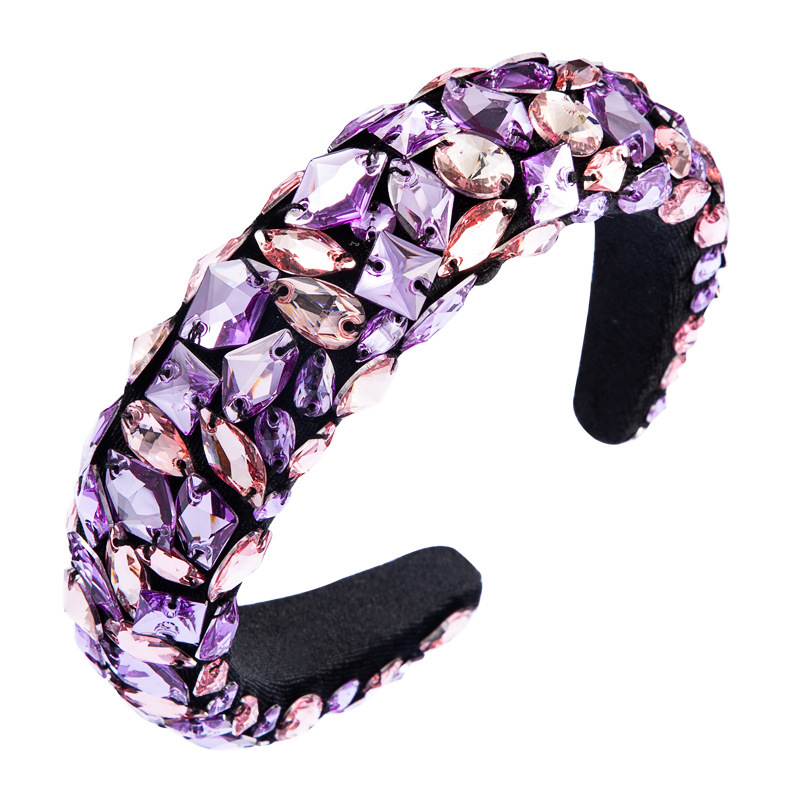European and American Trend Baroque Geometric Irregular Gem Hair Band Hair Accessories Women's Amazon Full Diamond Headwear Cross-border Supply