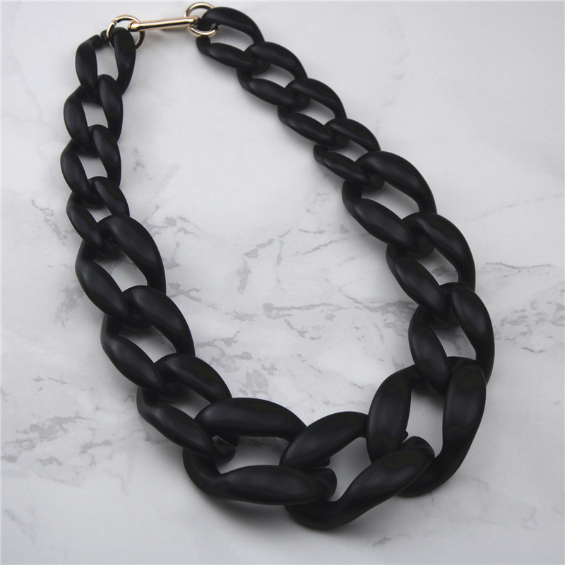 Cross-border European and American Personality Bohemian Exaggerated Leopard Long Necklace Women Vintage Acrylic Resin Woolen Chain