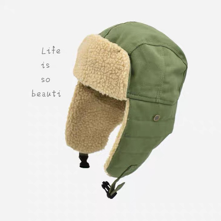 Cross-border winter retro Lei Feng hat Korean ear protection hat locomotive cotton hat Northeast warm pilot polyester cotton hat
