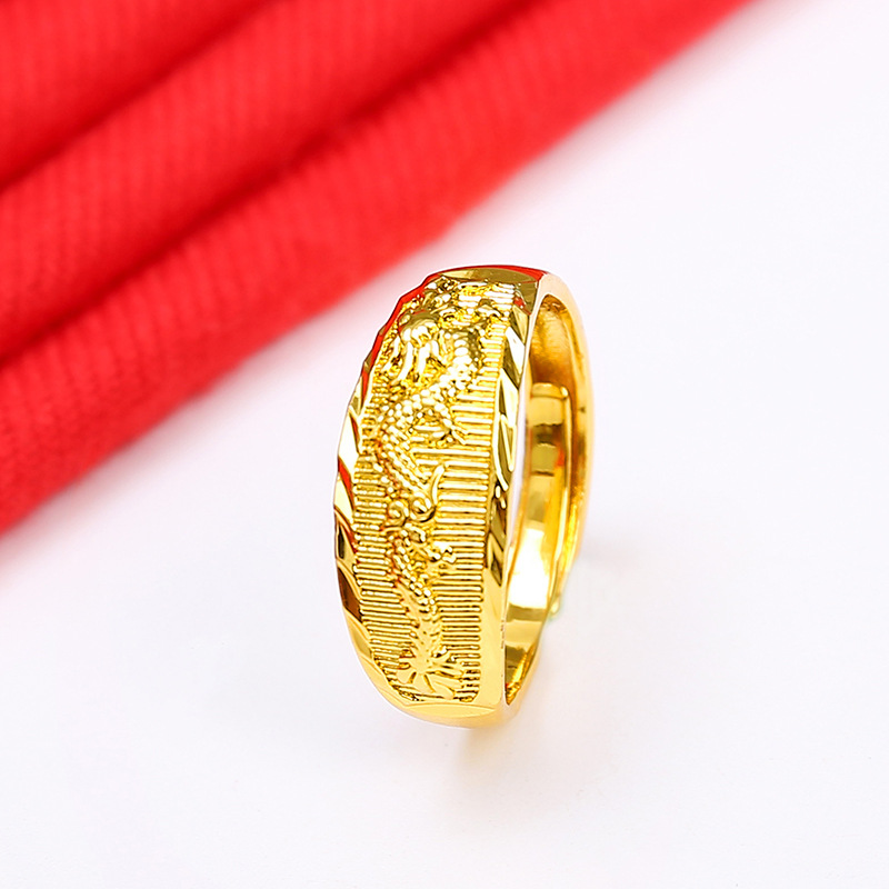 Gold and Silver Dragon and Phoenix Couple Rings for Boys and Girls, Single and Double Fashionable Gold-Plated Bestie Gift Rings for Women