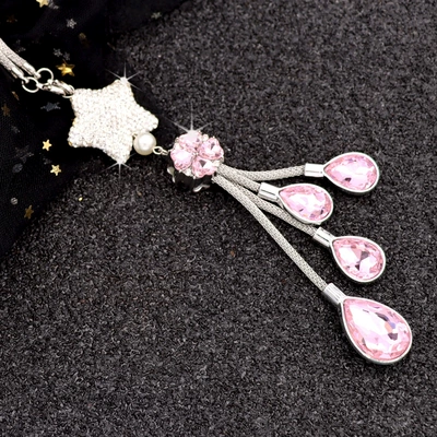 Car hanging: pendant car decoration rhinestone pendant - pink-four-leaf-clover-drop-drill-five-pointed-star