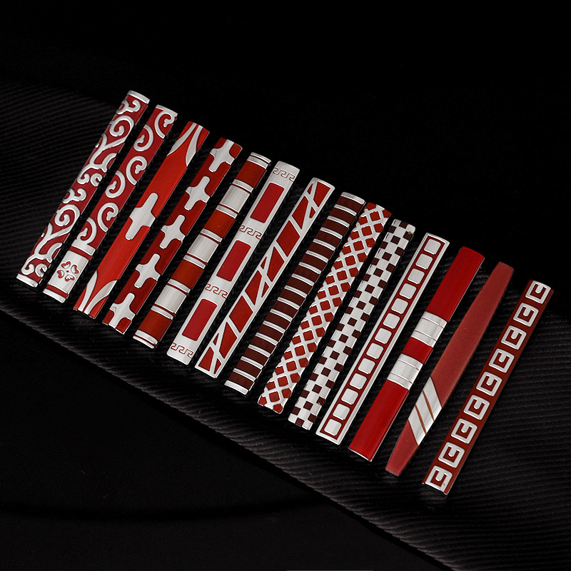 Wedding Wave Pattern Xiangyun Enamel Tie Clip Classic All-match Suit Tie Clip Wedding Festive Gift Red