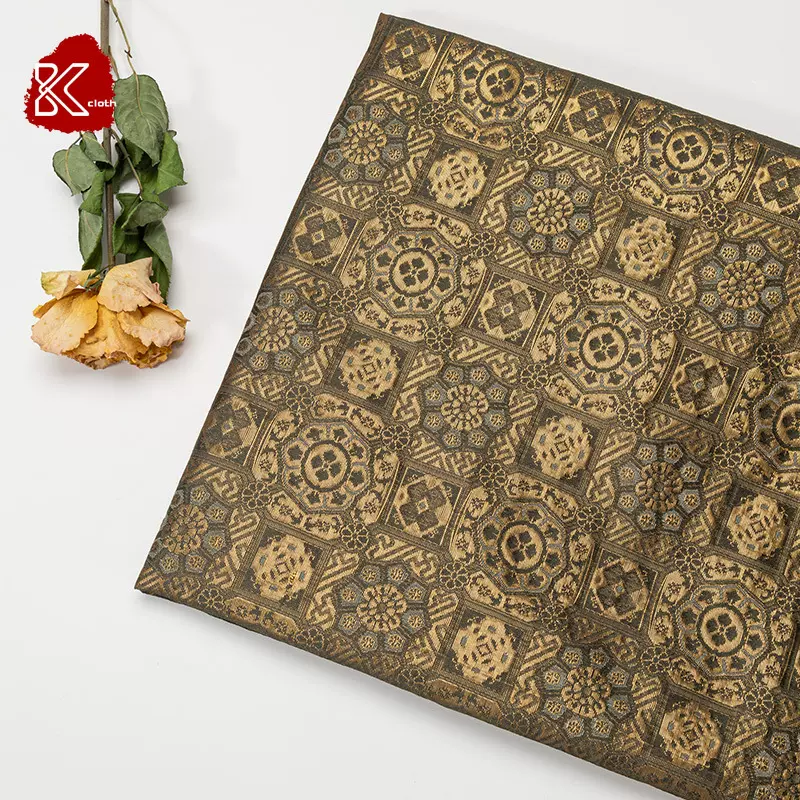 相纹团花纹织锦布料缎绸绣旗袍马面裙口金包diy 复古面料