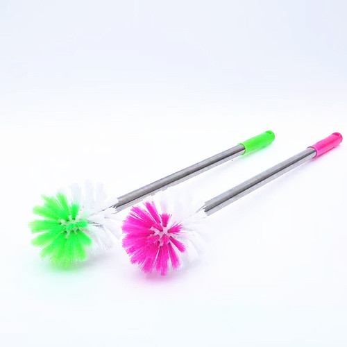 Household stainless steel round handle toilet brush, cleaning ball toilet brush, large toilet brush capacity, round long handle toilet brush, wall hanging