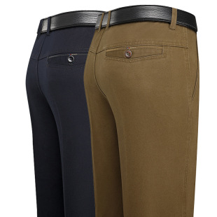 Autumn and Winter Thick Men's Casual Pants High-Waisted Pure Cotton Pants for Middle-Aged and Elderly People Loose Business Casual Men's Pants