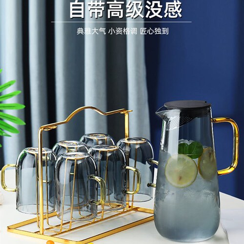 Glass kettle household high temperature resistant Nordic creative explosion-proof juice kettle with lid filter herbal teapot cup set