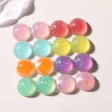 日系梦幻果冻闪粉亮片半丸树脂贴片配件diy手工耳环头饰纽扣材料