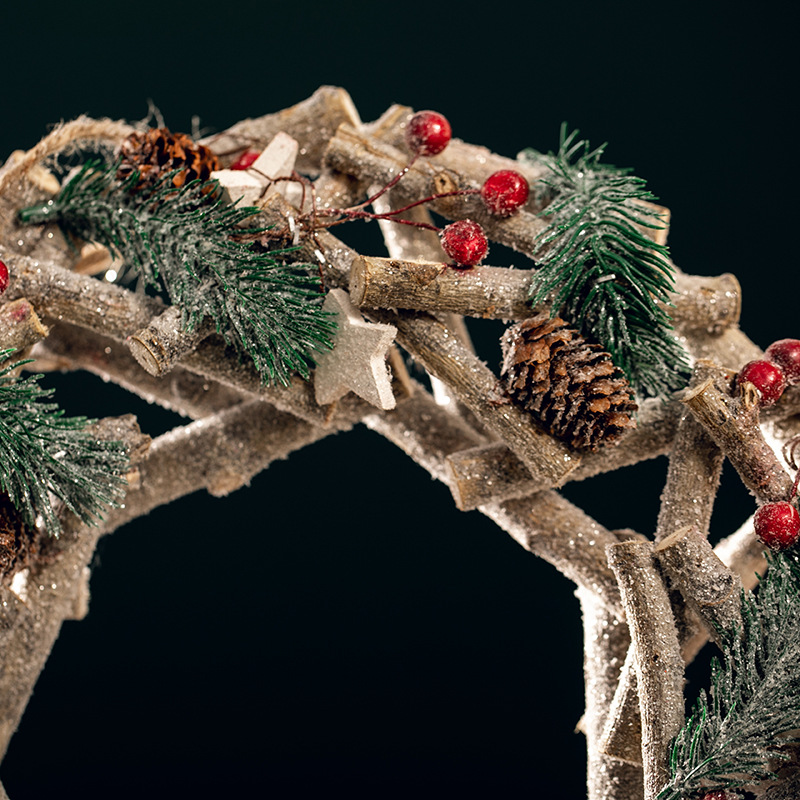 Navidad guirnaldas de madera vinas frutas rojas pentagramas colgantes cafetería hotel centro comercial decoración colgante de pared
