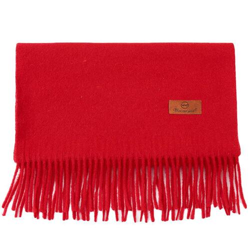 Warm red scarf solid color imitation cashmere thickened shawl red wool printed scarf gift wholesale