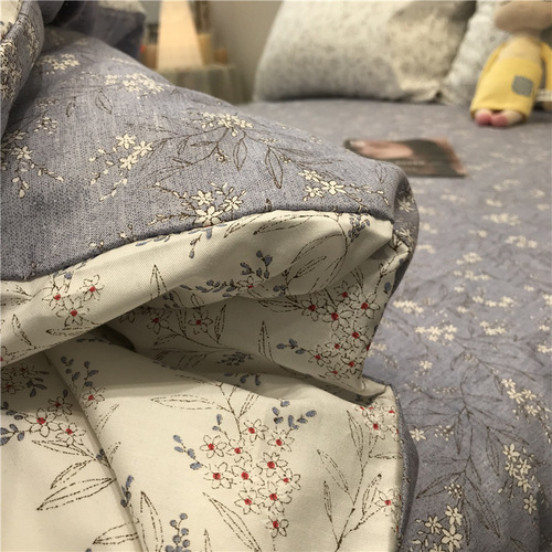 Begonia red small floral four-piece set pure cotton simple Korean style small fresh bedding quilt cover sheets