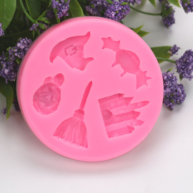 Halloween Carta forma bruja fantasma cráneo cabeza fondant molde de silicona decoración la torta del chocolate Accesorios