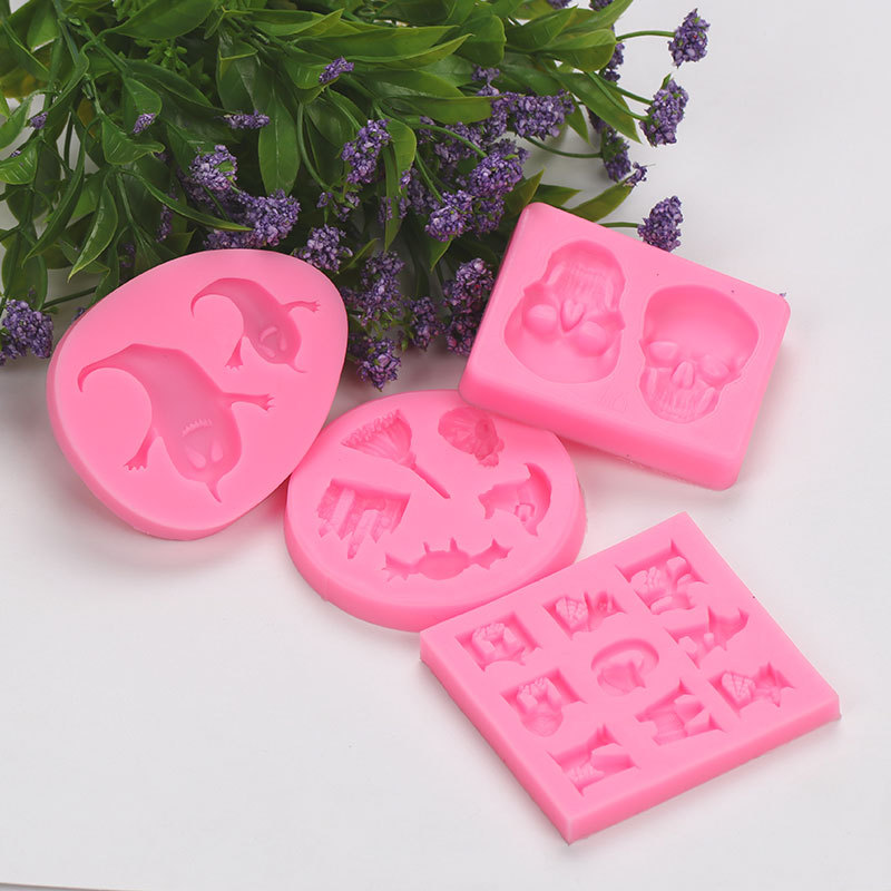 Halloween Carta forma bruja fantasma cráneo cabeza fondant molde de silicona decoración la torta del chocolate Accesorios