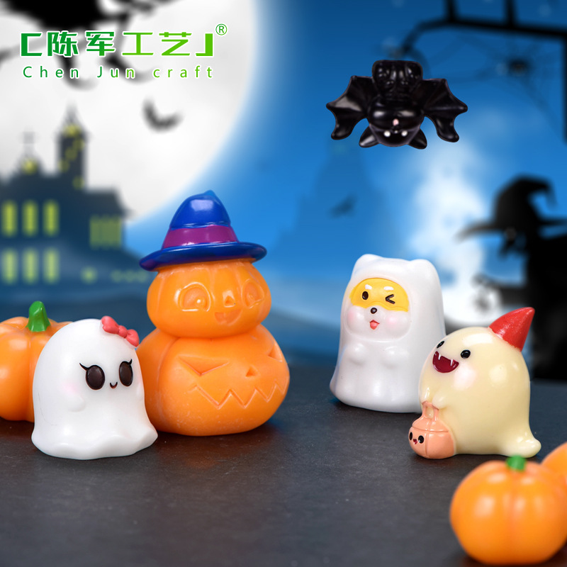 Halloween small ornaments micro landscape bonsai succulent decoration happy ghost bat simulation pumpkin witch mummy dog