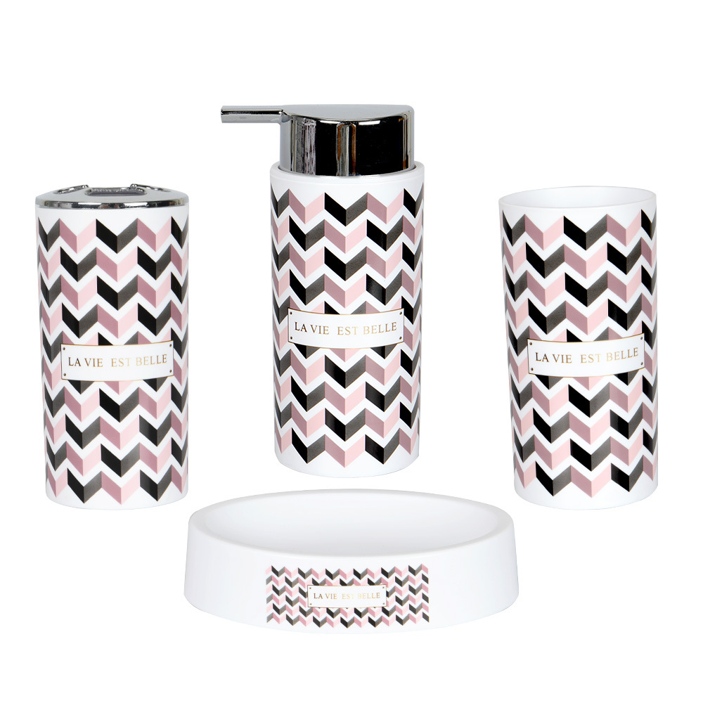 Traje de lavado de baño de color sólido simple taza de lavado de impresión de baño conjunto de cuatro piezas doble lavado casero conjunto de cinco piezas