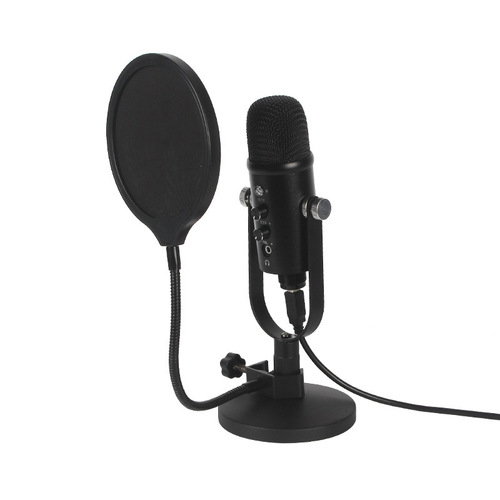 USB condenser microphone set home computer recording game high sampling noise reduction monitoring wired microphone cross-border
