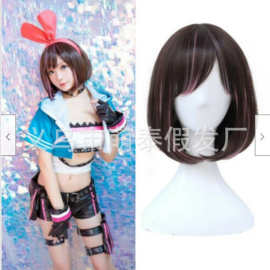 Youtuber 人工智能通道羁绊 AI Cosplay 假发棕色短直 Bob 时尚头