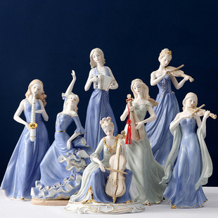 European-style Ceramic Music Western Female Characters Artwork Creative Living Room Wine Cabinet Bedroom Decorations Home Ornaments