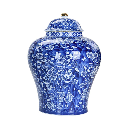 Blue and white porcelain tea can Chinese style retro exquisite blue and white can white tea Pu'er porcelain bottle tea storage can extra large ornament wholesale