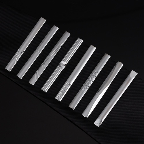 Men's tie clip, formal silver brushed glossy tie clip, simple and simple business office leader collar clip