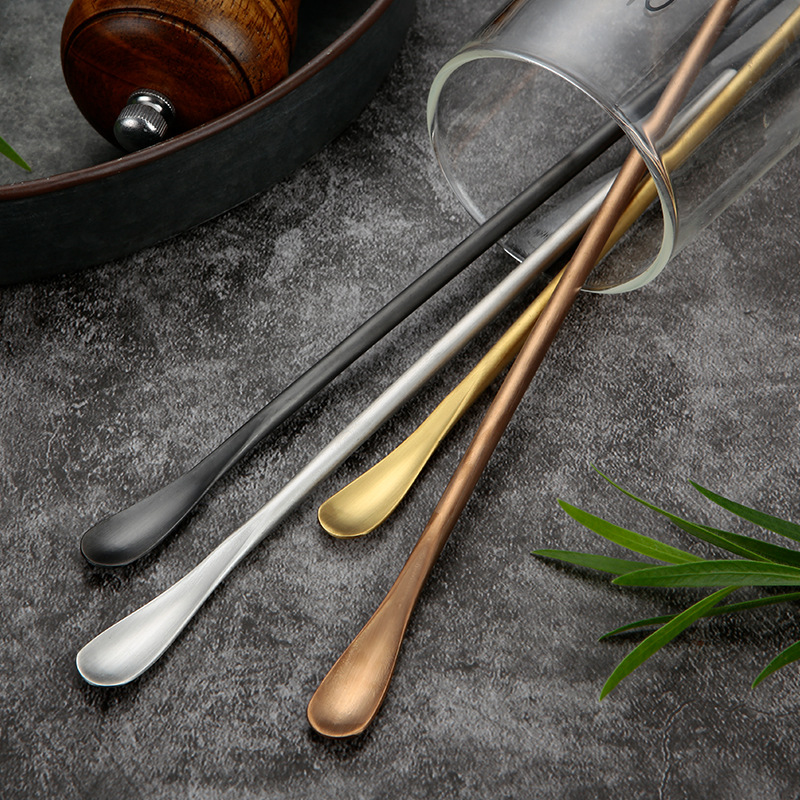 Cuchara pequeña de acero inoxidable 304 de estilo japonés con mango largo, forma de abeja, ideal para café, postres, hielo y cócteles._voghion.com