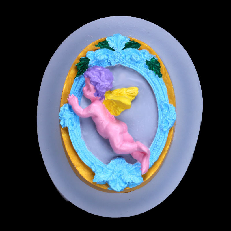 Ángel de la historieta bebé fondant molde silicona DIY chocolate mousse decorativo arcilla epoxi cerámica suave en stock lote