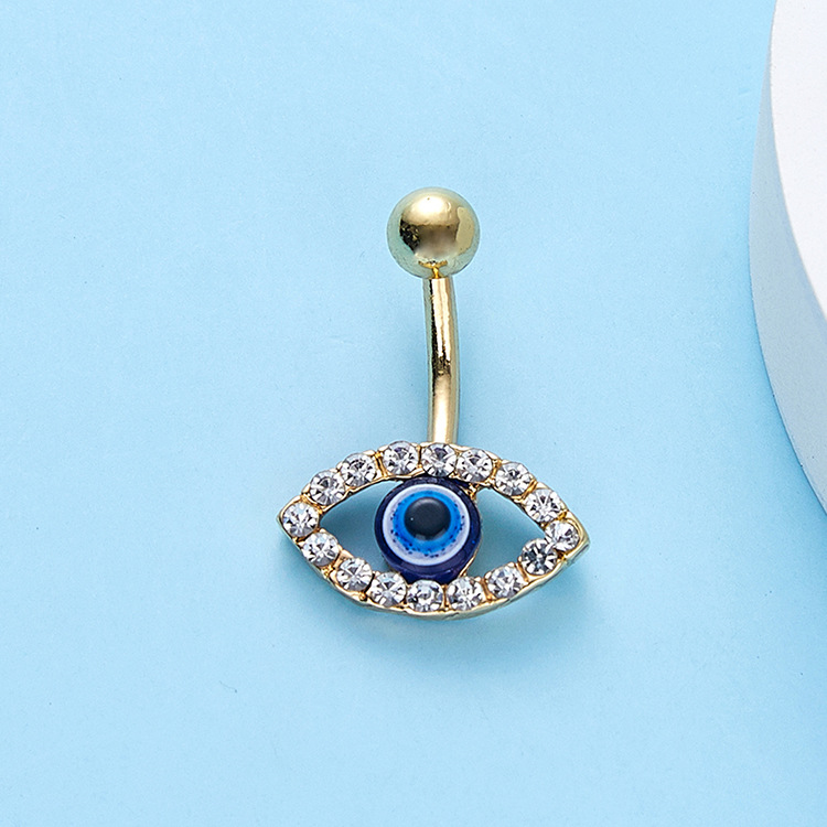 Devil's Eye Belly Button Ring With Full Diamonds Jewellery_voghion.com