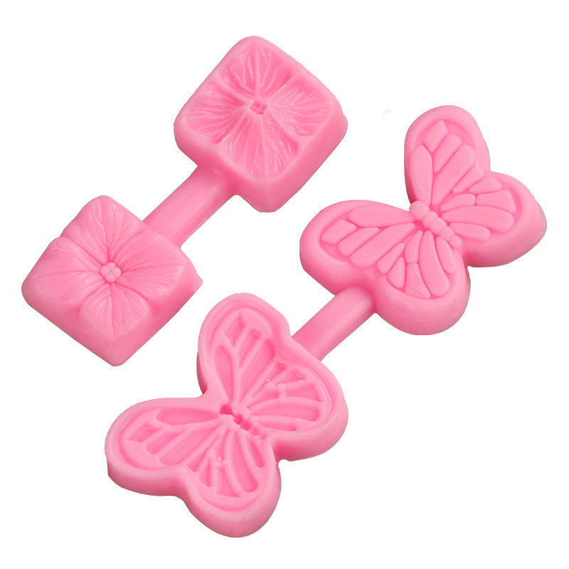 Múltiples molde de doble cara en relieve decoración de la torta fondant molde de silicona DIY textura de la flor Pétalo trébol de cuatro hojas molde de presión