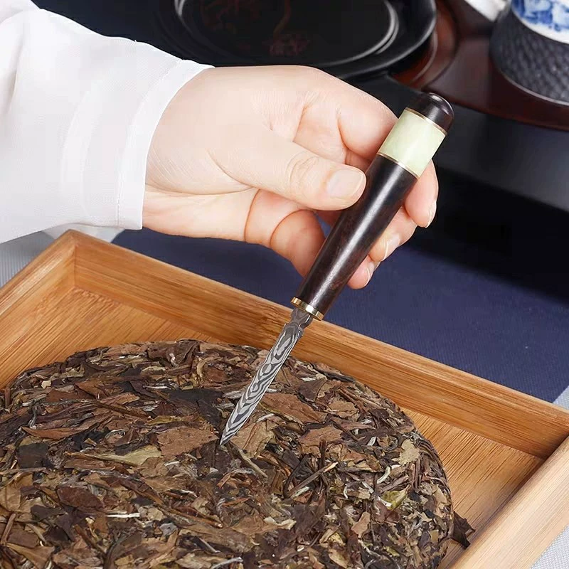 Нож для пуэра, чёрное sandalwood rosewood чайный конус, церемония чая, аксессуары к чайному набору, инструмент для прокалывания чая, кожаный ножной чехол, узорный нож для чая