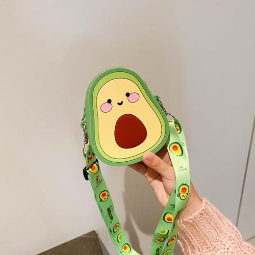 Silicone Coin Mini Bag Cute Avocado Children's Crossbody Bag  New Baby Girls Shoulder Bag