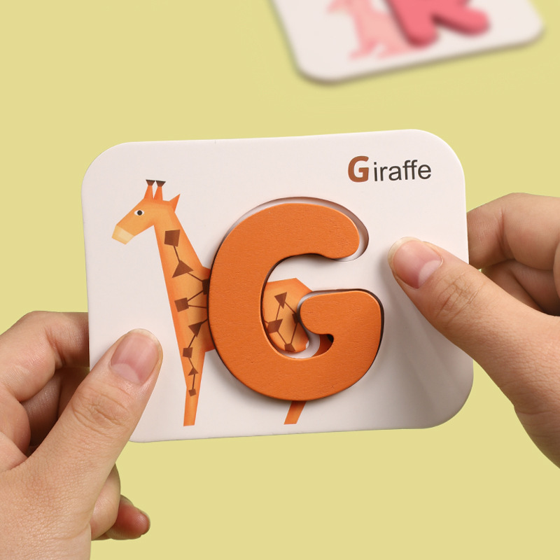 Rompecabezas de madera transfronterizos para niños de 1 a 6 años, para niñas y niños, tarjetas del alfabeto inglés para el desarrollo educativo e intelectual.