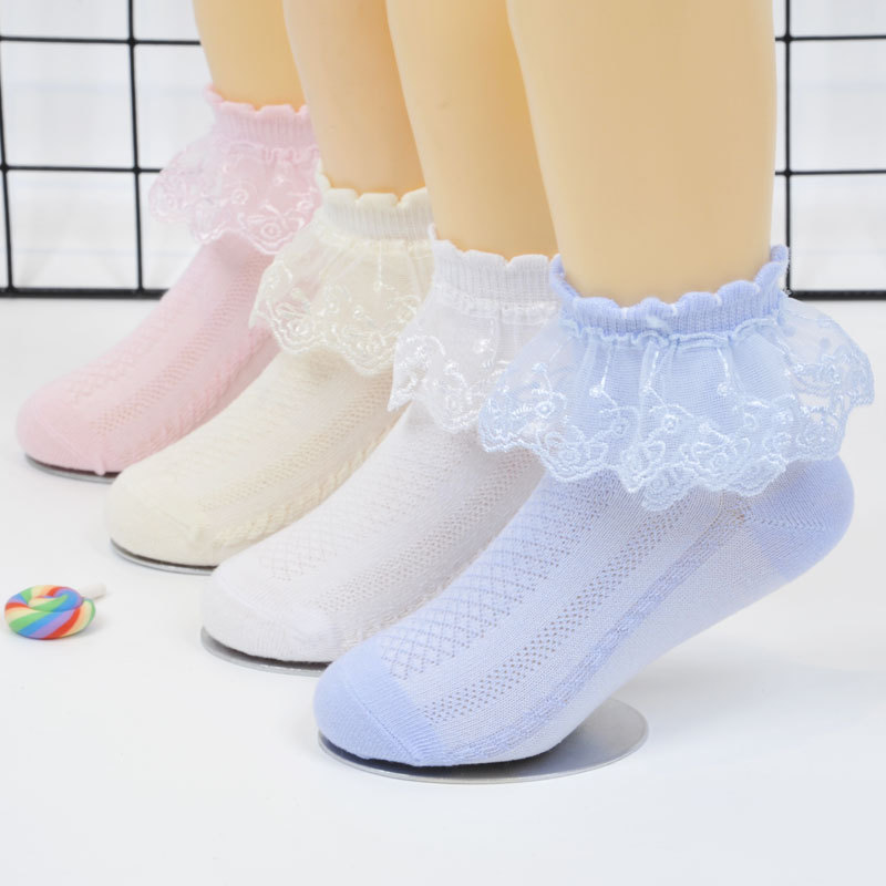 Factory direct sales of children's socks, spring and summer thin mesh children's lace socks, girls' dance student socks, kids' socks