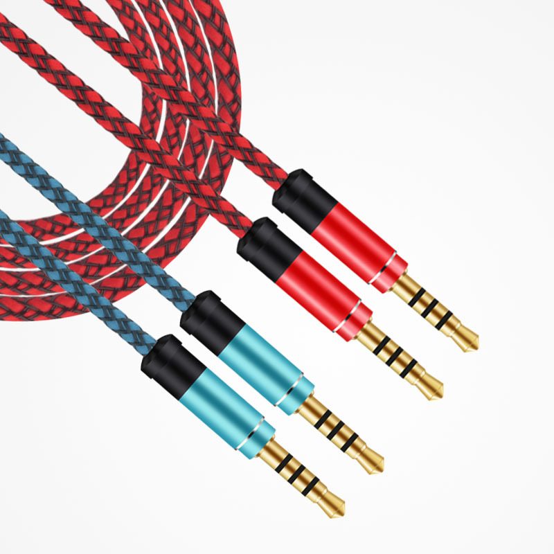 Tarjeta de sonido en vivo 1,5 m 3,5 MM Velcro 4-Core cable de audio Cable de grabación AUX público a público cable de audio del coche