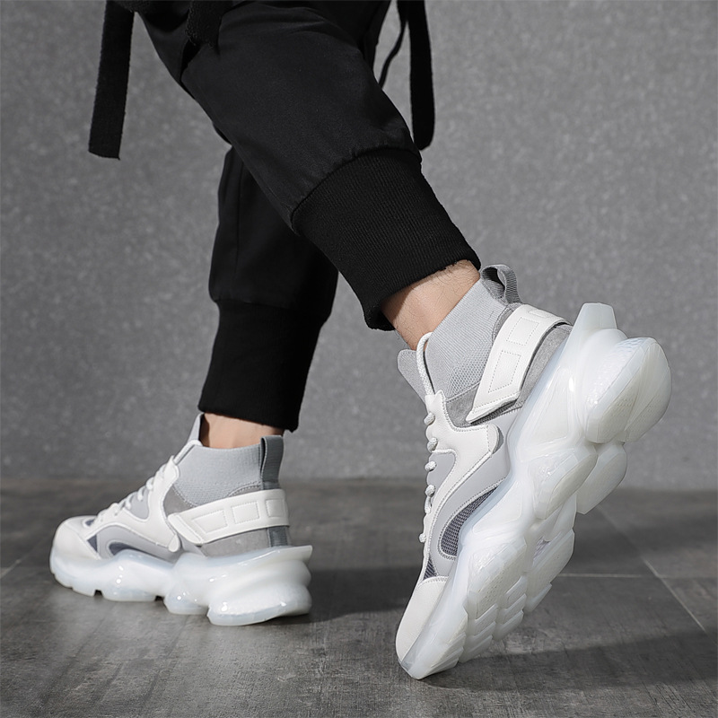 Breathable Flying Weaving Running Shoes For Men Genuine Leather_voghion.com