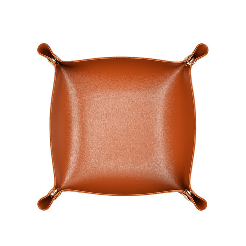 Living room entrance key leather storage box Nordic desktop cosmetics lipstick leather sundry storage tray