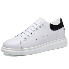 淺口新款小白鞋男低跟牛皮休閒情侶松糕隱形內增高青年男女情侶鞋