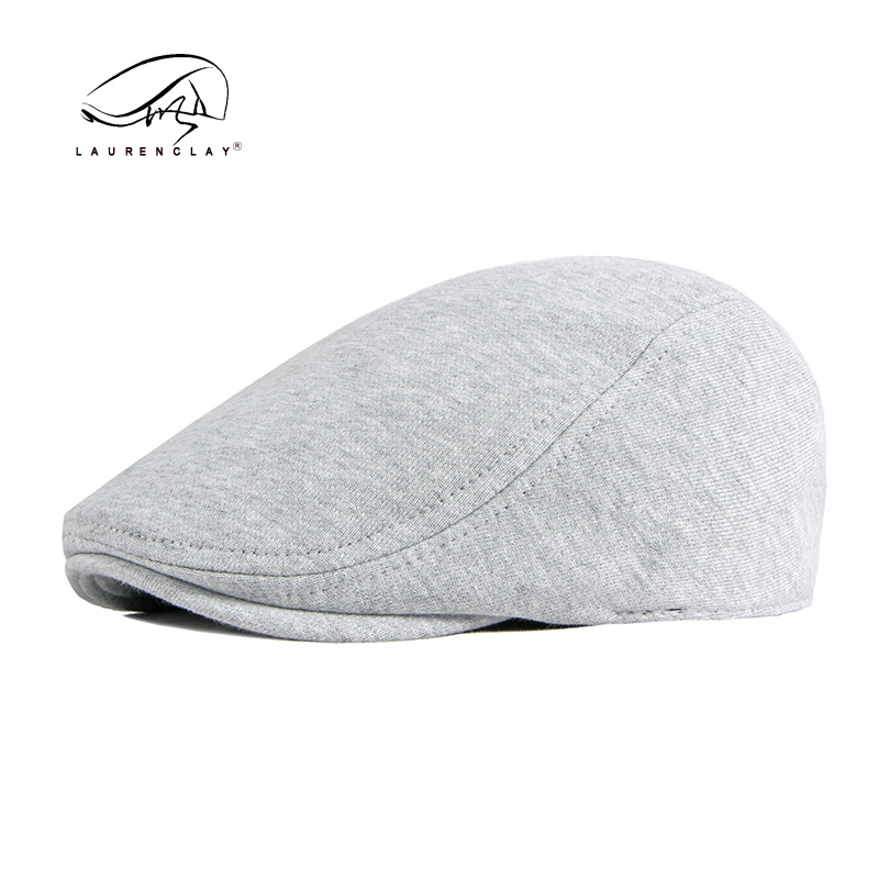 Estilo coreano primavera y otoño de los hombres casquillo enarbolado británico retro simple luz boina tablero algodón punto delantero sombrero