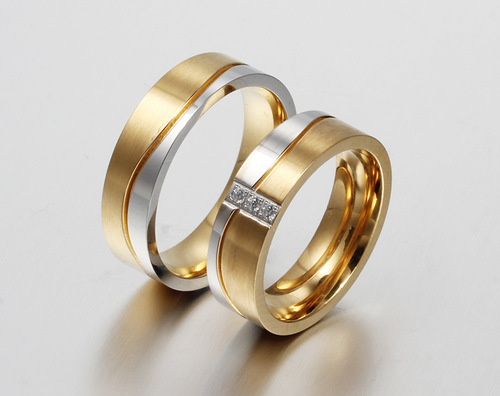 New Korean Style Jewelry Titanium Steel Couple's Ring Zirconia Ring Couple's Matching Rings Accessory Wholesale CR-053
