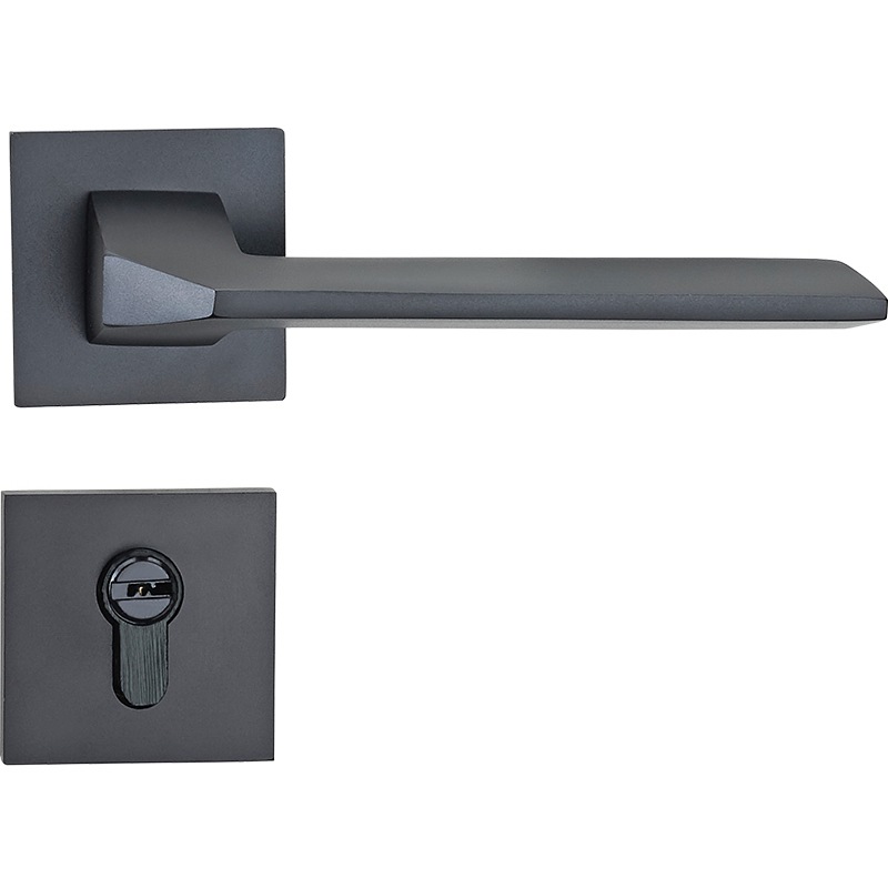 Luz al por mayor de lujo dividida interior Hogar Universal Negro gris dormitorio mudo manija interior cerradura de la puerta de madera