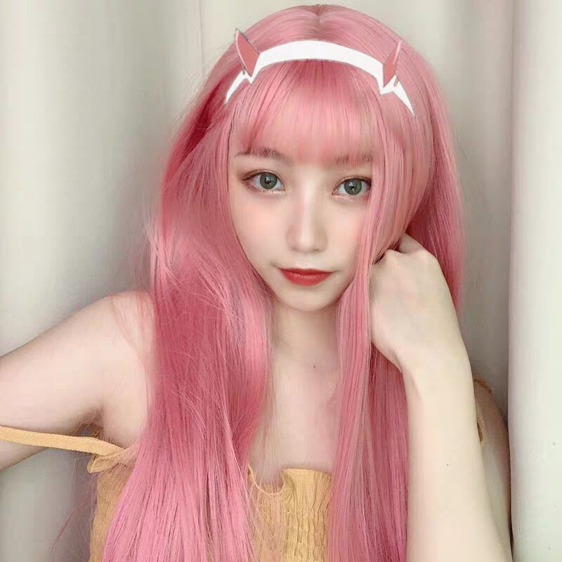 cosplay wig female DARLING in the FRANXX 02 National team crane long straight hair headgear