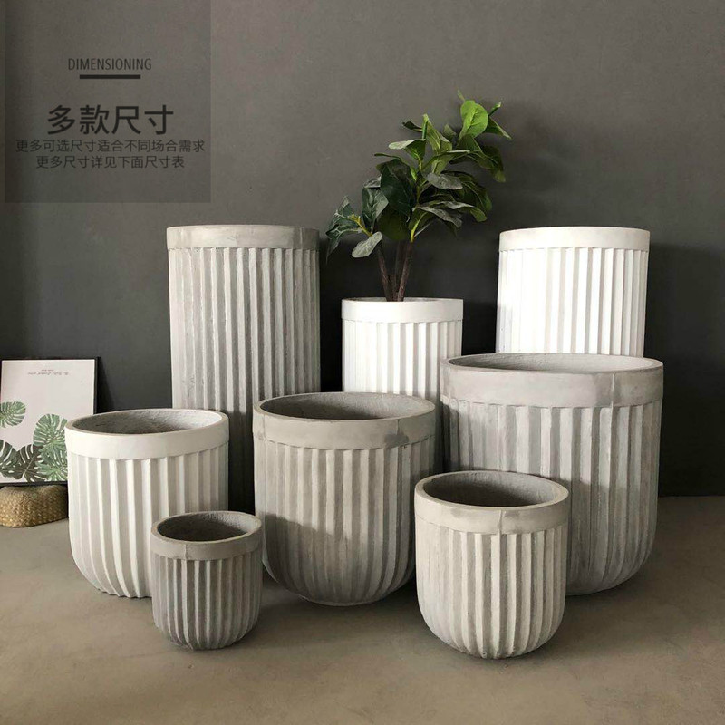 Nordic Wind Gear Row Cement Flowerpot High and Low Serrated Pot Floor-Standing Planting Creative Gardening Large Flowerpot