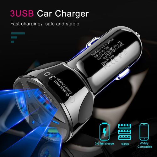 qc3.0 fast charging car charger 3.1A one to three QC 3.0 car mobile phone charger three usb car charger