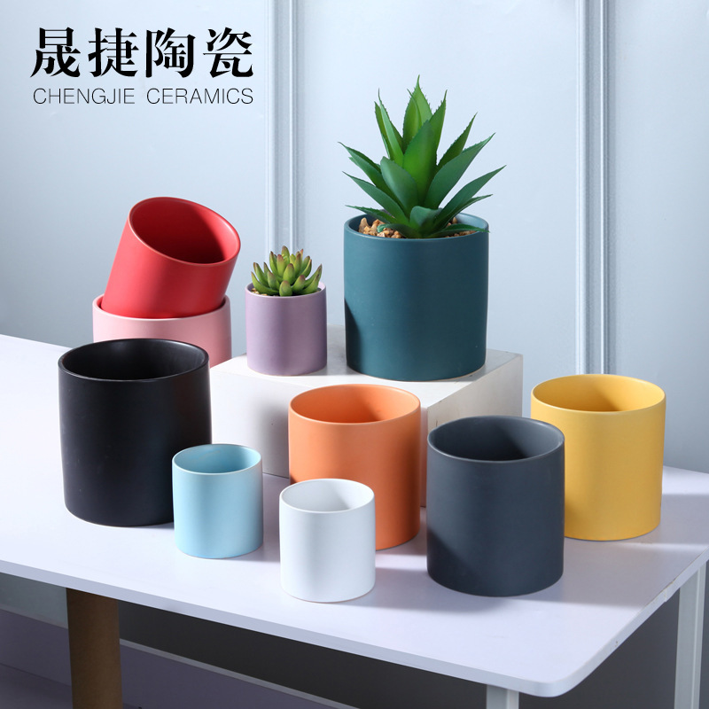 Nordic Morandi ins Glazed Ceramic Flower Pot Wholesale Colorful Succulent Pot Flower Pot Container Ornaments Potted Green Rose