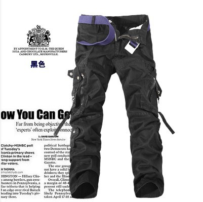 Perennial Bulk Foreign Trade Plus Fertilizer Plus Size Men's Cargo Pants Pants Solid Color Large Size Multi-Pocket Outdoor Cargo Pants