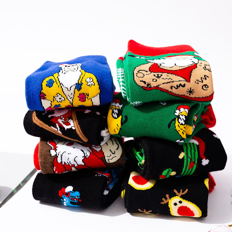 Calcetines de Navidad divertidos Santa Claus personalidad alta-top calcetines de los hombres de moda calcetines de Halloween