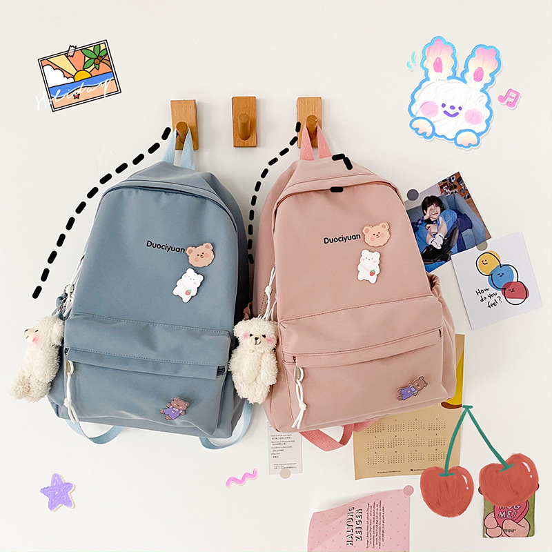 Estilo coreano ulzzang simple todo-fósforo estudiante de secundaria lindo mochila japonesa vintage fresco suave chica bolsa