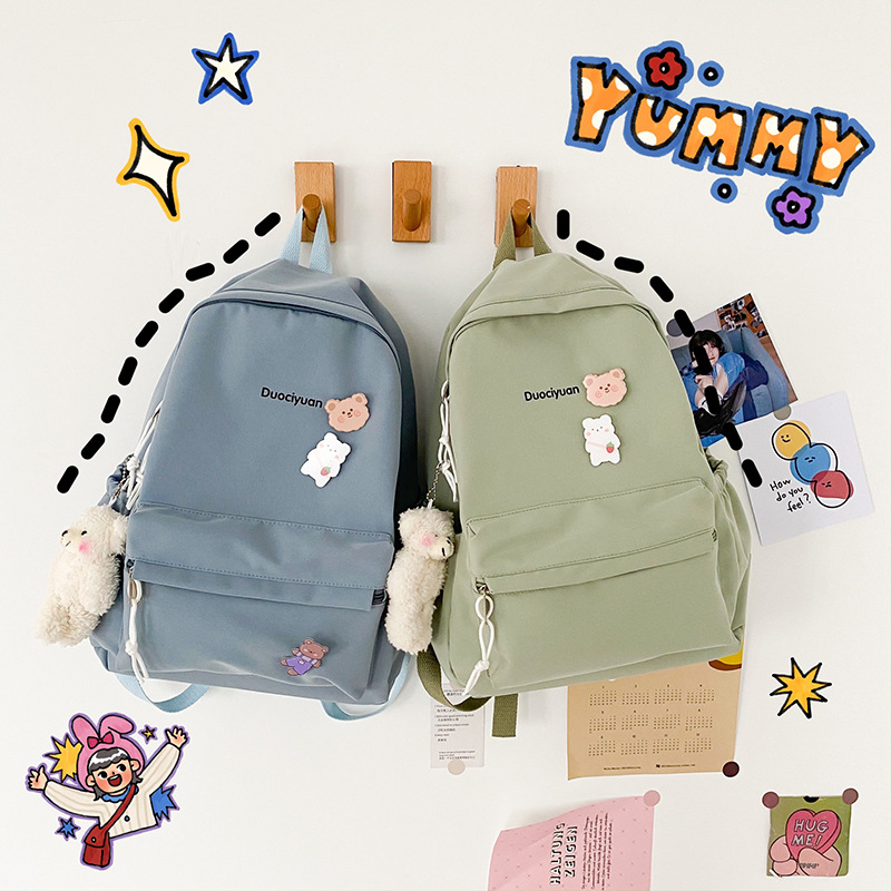 Estilo coreano ulzzang simple todo-fósforo estudiante de secundaria lindo mochila japonesa vintage fresco suave chica bolsa